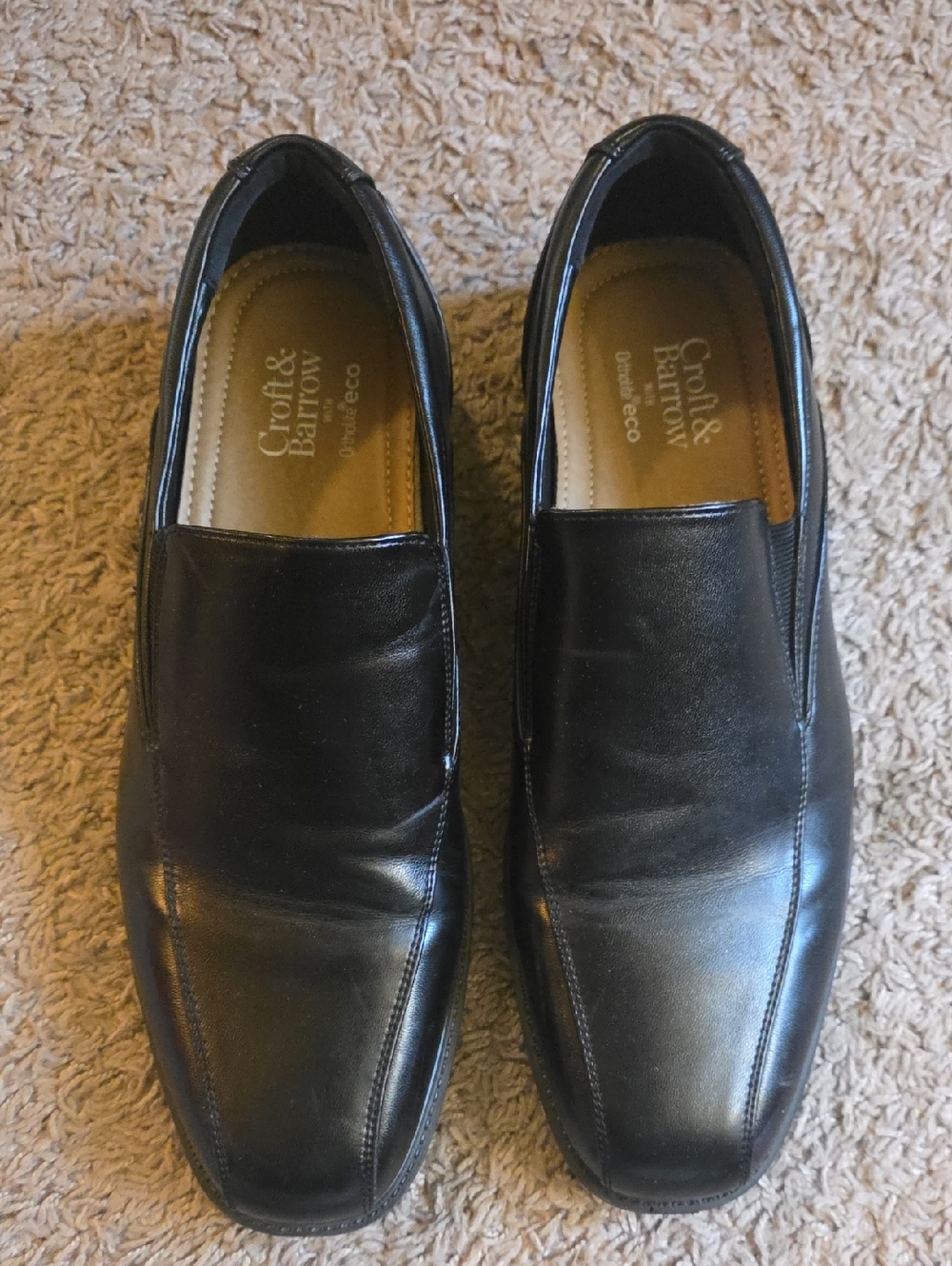 Croft & Barrow Men's Black Leather Slip-On Loafers Size 10 1/2